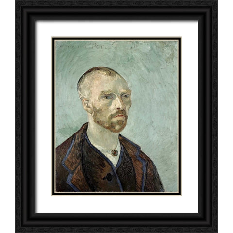 Self Portrait - I Black Ornate Wood Framed Art Print with Double Matting by Van Gogh, Vincent