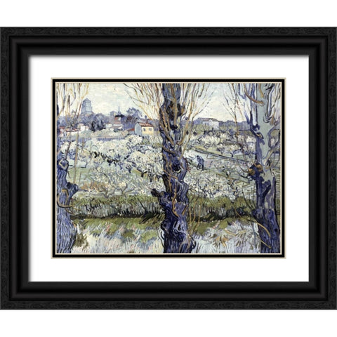 View of Arles Black Ornate Wood Framed Art Print with Double Matting by Van Gogh, Vincent