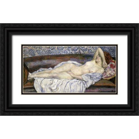 Nu Allouge Black Ornate Wood Framed Art Print with Double Matting by Van Rysselberghe, Theo