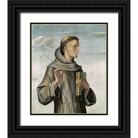 Saint Anthony Black Ornate Wood Framed Art Print with Double Matting by Vivarini, Antonio