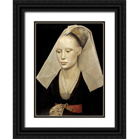 Portrait of a Lady Black Ornate Wood Framed Art Print with Double Matting by Van Der Weyden, Rogier