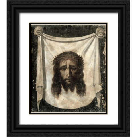 Holy Face - La Santa Faz Black Ornate Wood Framed Art Print with Double Matting by De Zurbaran, Francisco