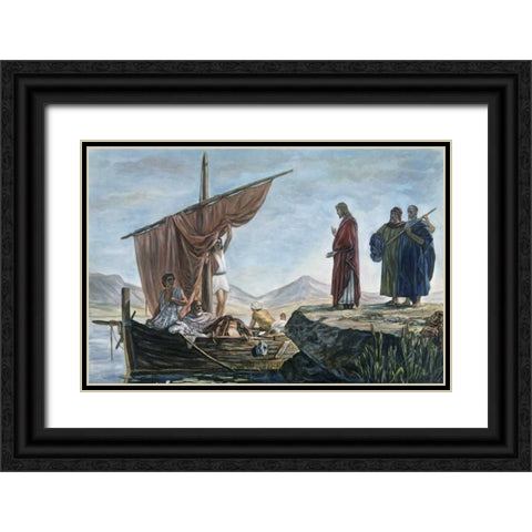 Christ Calling James and John Black Ornate Wood Framed Art Print with Double Matting by Armitage, Edward