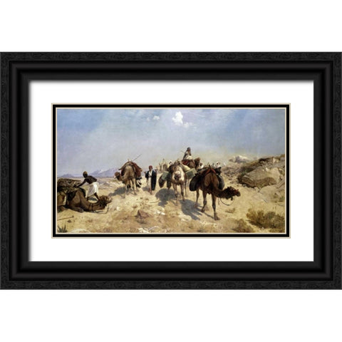 Bedouin Caravan Black Ornate Wood Framed Art Print with Double Matting by Beavis, Richard