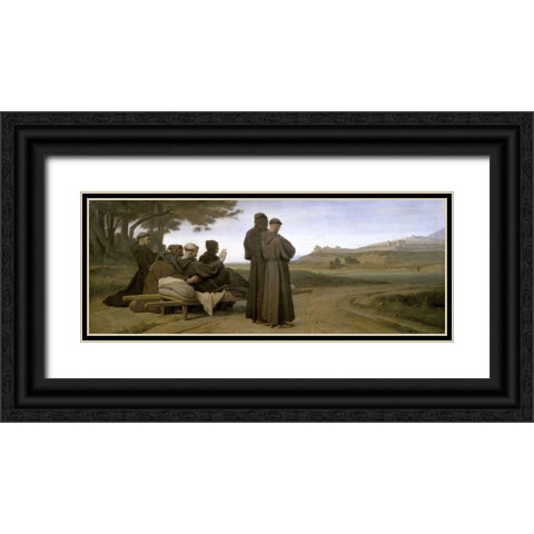 St. Francis dAssise Black Ornate Wood Framed Art Print with Double Matting by Benouville, Francois Leon