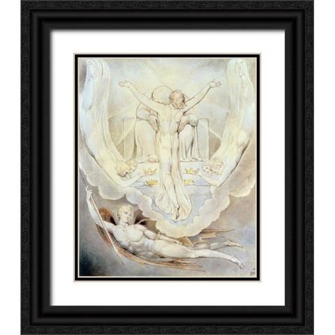 Christ Offers to Redeem Man Black Ornate Wood Framed Art Print with Double Matting by Blake, William