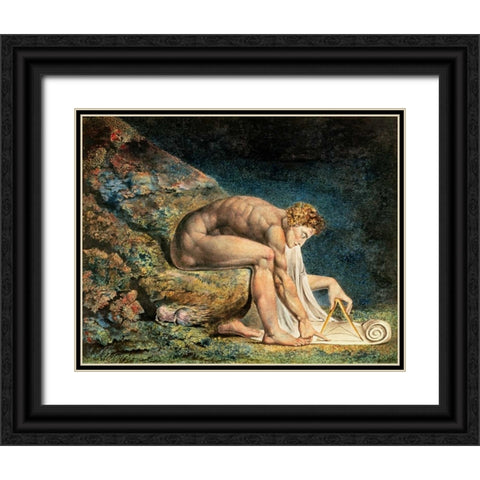 Newton Black Ornate Wood Framed Art Print with Double Matting by Blake, William