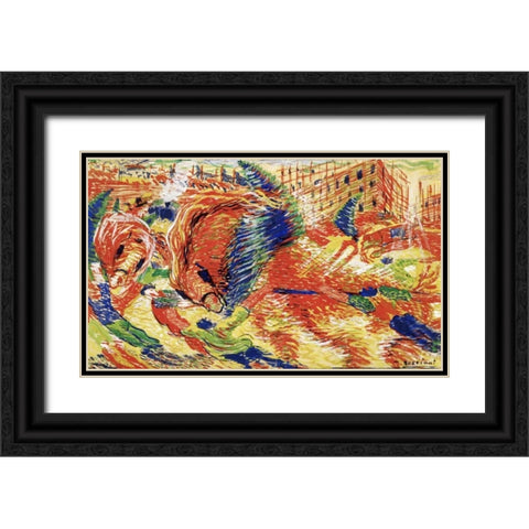 The City Rises Black Ornate Wood Framed Art Print with Double Matting by Boccioni, Umberto