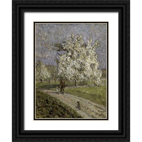 Le Grand Poirier en Fleurs Black Ornate Wood Framed Art Print with Double Matting by Boggio, Emilio