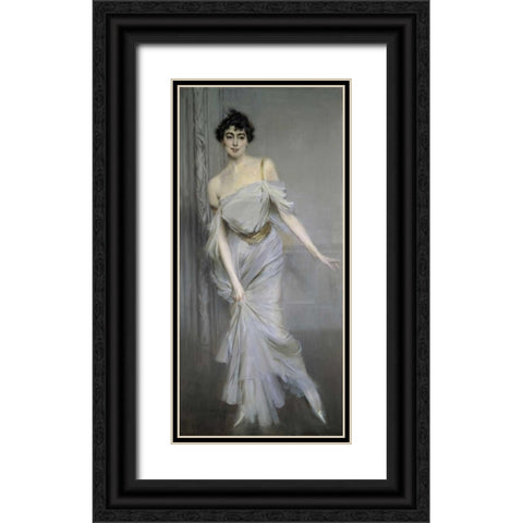 Madame Charles Max Black Ornate Wood Framed Art Print with Double Matting by Boldini, Giovanni