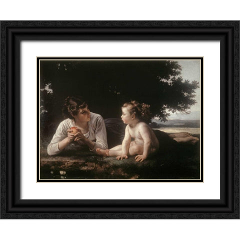 Mother and Child - II Black Ornate Wood Framed Art Print with Double Matting by Bouguereau, William-Adolphe