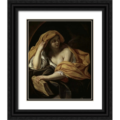 Allegory of Philosophy Black Ornate Wood Framed Art Print with Double Matting by Brandi, Giacinto
