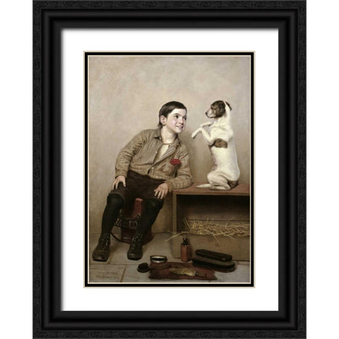 Begging Black Ornate Wood Framed Art Print with Double Matting by Brown, John George