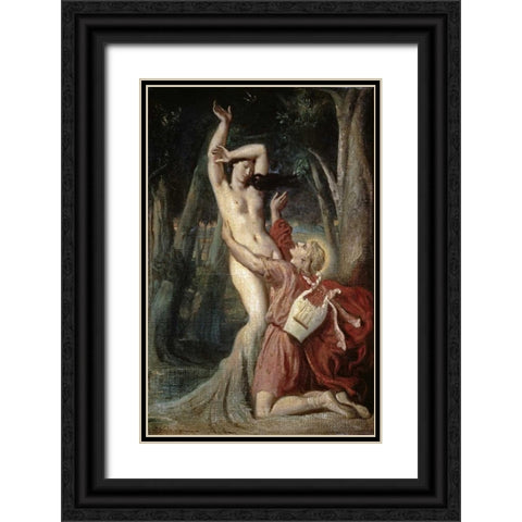 Apollo and Daphne Black Ornate Wood Framed Art Print with Double Matting by Chasseriau, Theodore