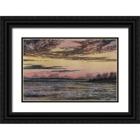 Sunset Over the Ice Black Ornate Wood Framed Art Print with Double Matting by Church, Frederic E.
