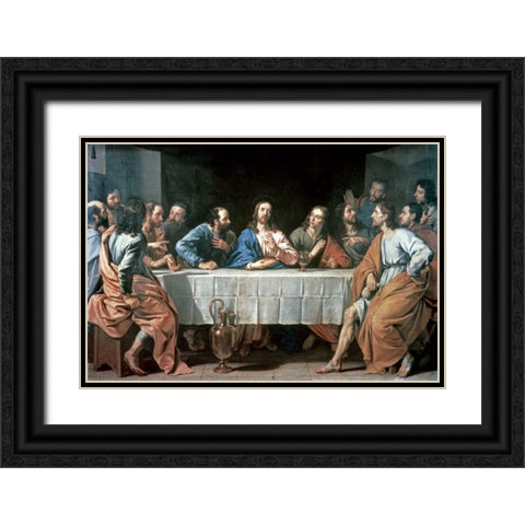The Last Supper Black Ornate Wood Framed Art Print with Double Matting by De Champaigne, Philippe