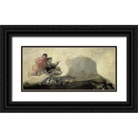 El Aquelarre Black Ornate Wood Framed Art Print with Double Matting by De Goya, Francisco