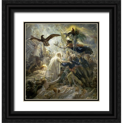 The Shadows of the French Warriors Led by the Victory Black Ornate Wood Framed Art Print with Double Matting by De Roucy-Trioson, Anne Girodet