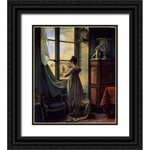 By the Window Black Ornate Wood Framed Art Print with Double Matting by Drolling, Martin