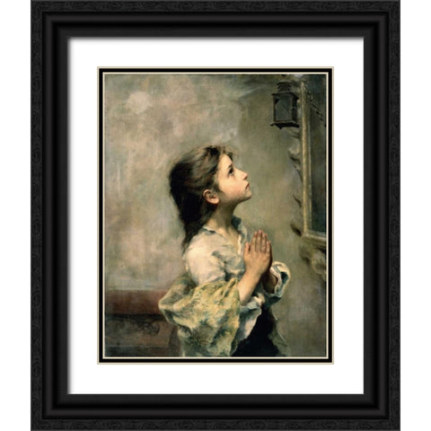Girl Black Ornate Wood Framed Art Print with Double Matting by Ferruzzi, Roberto