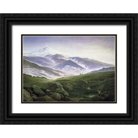 Riesengebirge Black Ornate Wood Framed Art Print with Double Matting by Friedrich, Caspar David