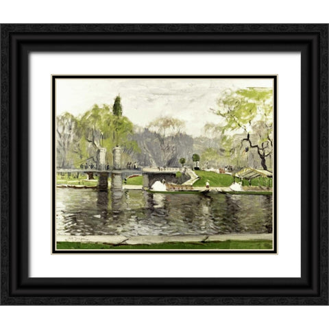 Boston Commons Black Ornate Wood Framed Art Print with Double Matting by Goodwin, Arthur Clifton