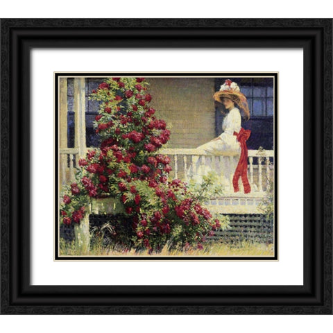 The Crimson Rambler Black Ornate Wood Framed Art Print with Double Matting by Hale, Philip Leslie