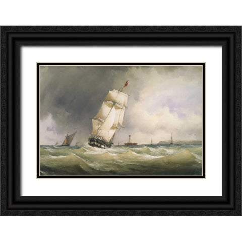 Off the Nore Before 1844 Black Ornate Wood Framed Art Print with Double Matting by Herbert, Alfred