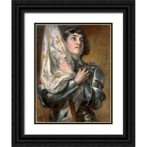 Joan of Arc Black Ornate Wood Framed Art Print with Double Matting by Hillingford, Robert Alexander