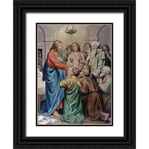 The Last Supper Black Ornate Wood Framed Art Print with Double Matting by Hofmann, Heinrich