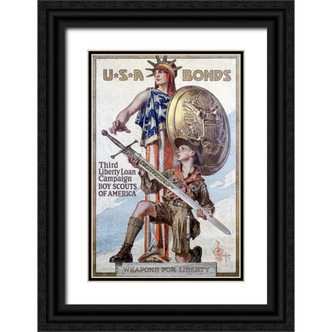 Weapons for Liberty, 1918 Black Ornate Wood Framed Art Print with Double Matting by Leyendecker, J.C.