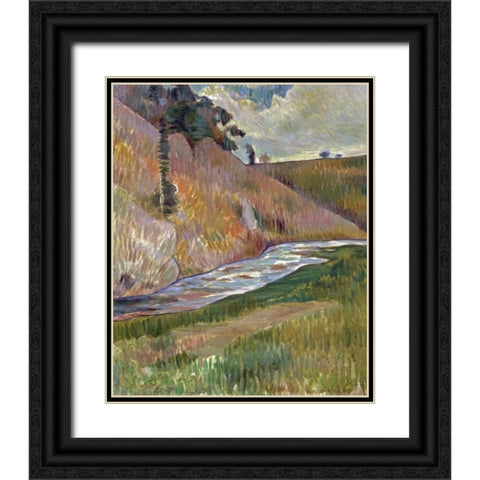 Breton Landscape Black Ornate Wood Framed Art Print with Double Matting by Laval, Charles