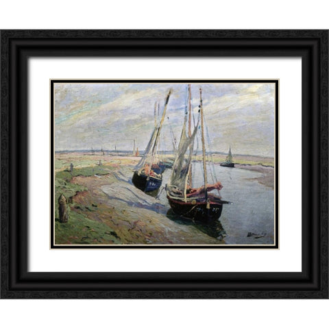 Barques de Peche Black Ornate Wood Framed Art Print with Double Matting by Madeline, Paul