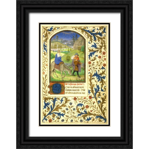 The Flight into Egypt : Book of Hours - Detail Black Ornate Wood Framed Art Print with Double Matting by Marmion, Simon