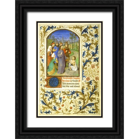 The Raising of Lazarus : Book of Hours - Detail Black Ornate Wood Framed Art Print with Double Matting by Marmion, Simon