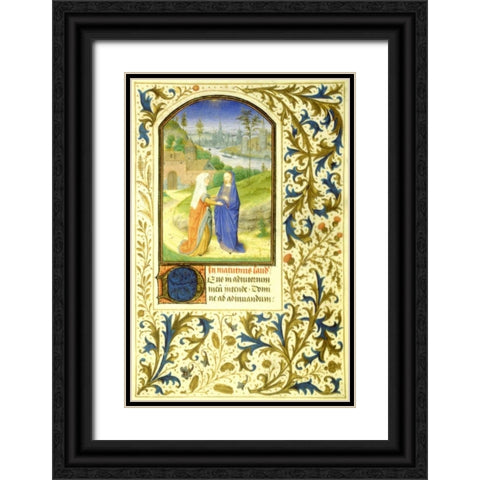 The Visitation : Book of Hours - Detail Black Ornate Wood Framed Art Print with Double Matting by Marmion, Simon
