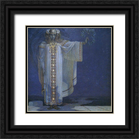 Prophetess Libusa Black Ornate Wood Framed Art Print with Double Matting by Masek, Vitezlav Karel