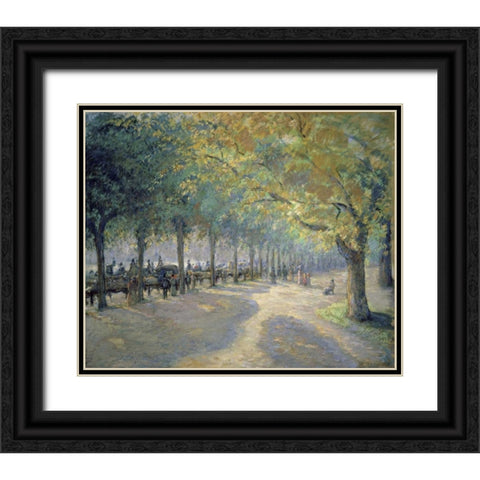 Hyde Park, London Black Ornate Wood Framed Art Print with Double Matting by Pissarro, Camille
