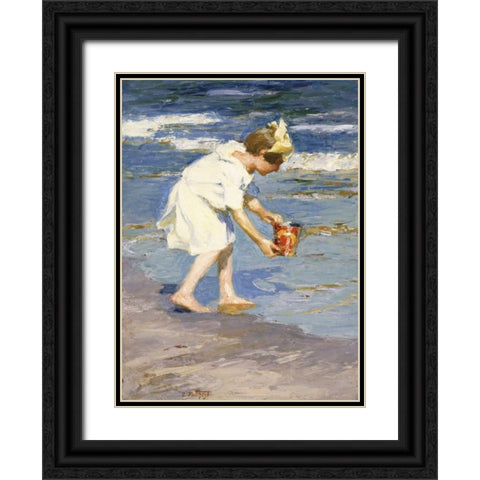 Brighton Beach Black Ornate Wood Framed Art Print with Double Matting by Potthast, Edward Henry