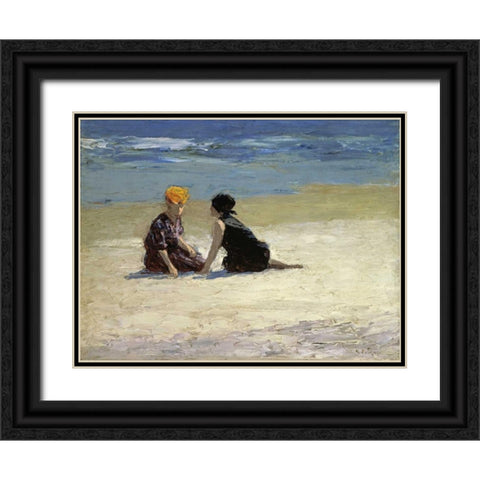 Confidences Black Ornate Wood Framed Art Print with Double Matting by Potthast, Edward Henry