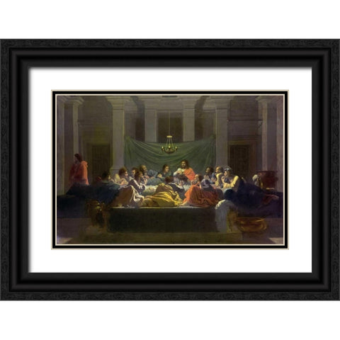 The Last Supper Black Ornate Wood Framed Art Print with Double Matting by Poussin, Nicolas