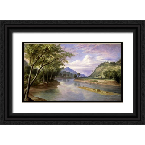 The Ohio River Near Marietta Black Ornate Wood Framed Art Print with Double Matting by Pratt, Henry Cheever