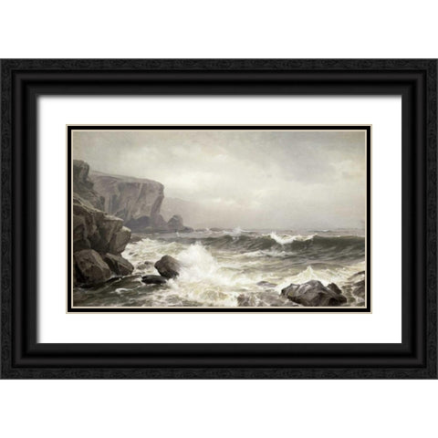 Crashing Surf Black Ornate Wood Framed Art Print with Double Matting by Richards, William Trost