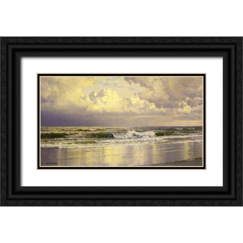 Seascape Black Ornate Wood Framed Art Print with Double Matting by Richards, William Trost