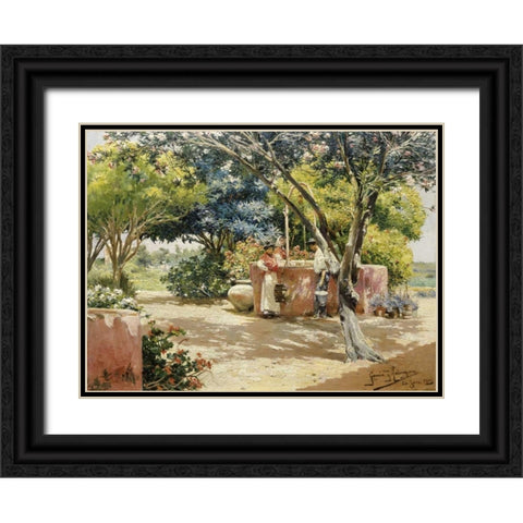By the Well Black Ornate Wood Framed Art Print with Double Matting by Rodriguez, Manuel Garcia
