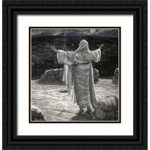 Christ Going to the Mount of Olives at Night Black Ornate Wood Framed Art Print with Double Matting by Tissot, James Jacques