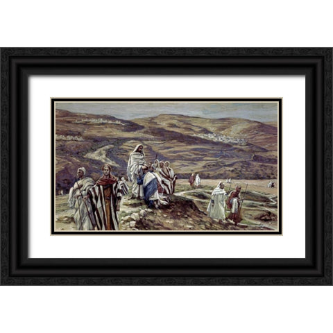 Christ Sending Out the Seventy Disciples Two by Two Black Ornate Wood Framed Art Print with Double Matting by Tissot, James Jacques