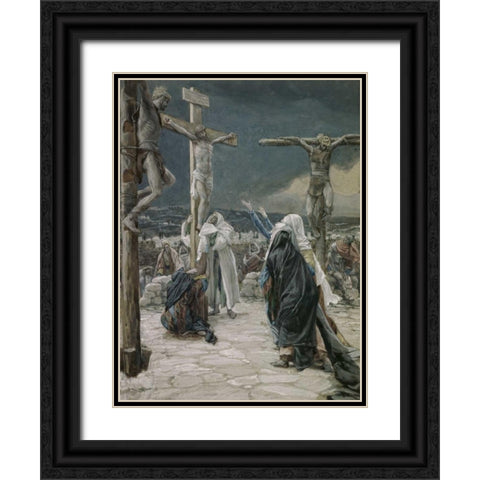 Death of Jesus Black Ornate Wood Framed Art Print with Double Matting by Tissot, James Jacques
