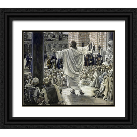 Jerusalem, Jerusalem! Black Ornate Wood Framed Art Print with Double Matting by Tissot, James Jacques