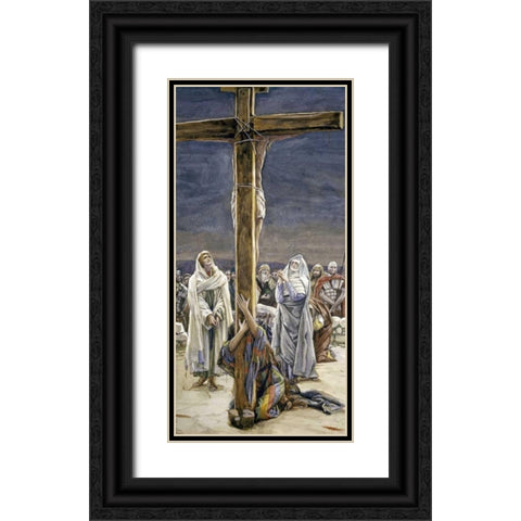 Stabat Mater - Women Behold Thy Son Black Ornate Wood Framed Art Print with Double Matting by Tissot, James Jacques